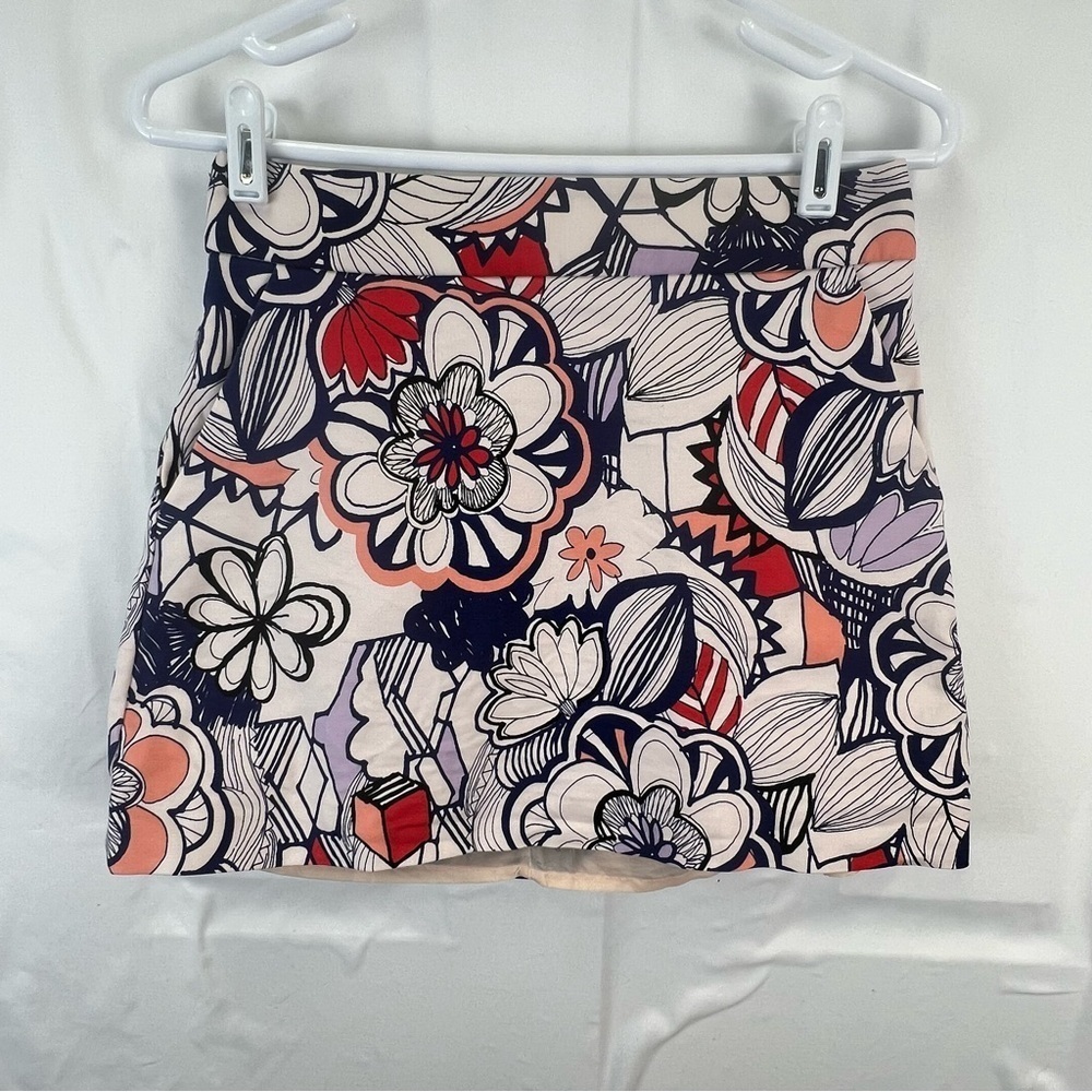 Express - Size 4 - Women's Skirt - Red Blue White - Floral - Lined - Mini